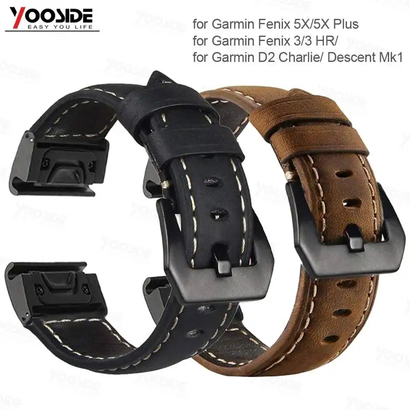 Ремешок YOOSIDE Fenix 5X/Fenix 6X для наручных часов браслет из натуральной кожи Garmin 5X/5X