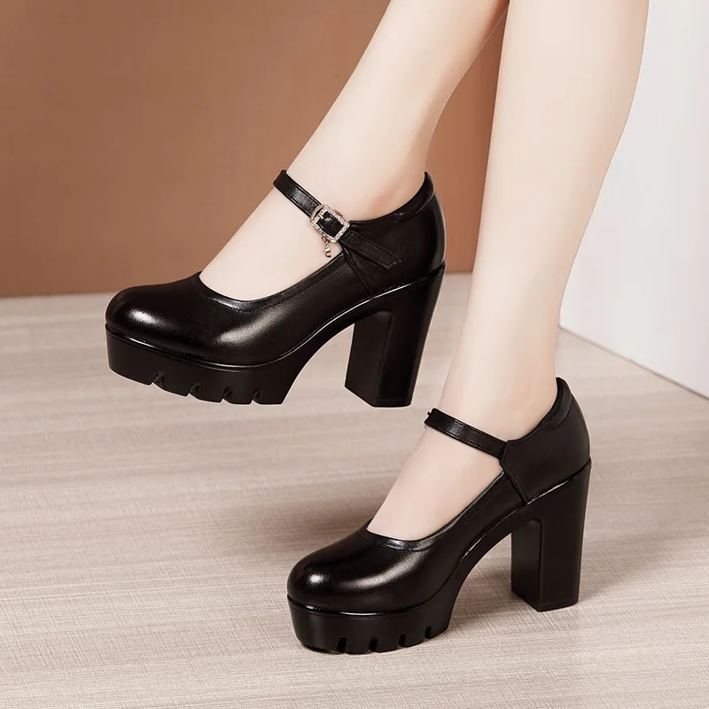 

Small Big Size 32 33-43 Block Heel Platform Pumps Spring Fall Wedding Shoes Women 2022 Shallow High Heels Shoes for Office