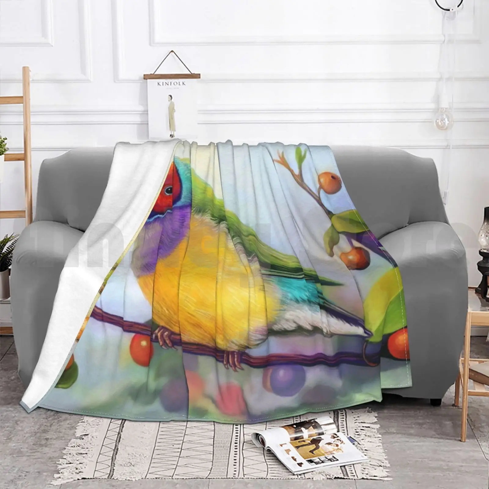 Реалистичное одеяло с рисунком Gouldian Finch супермягкое теплое тонкое дамское