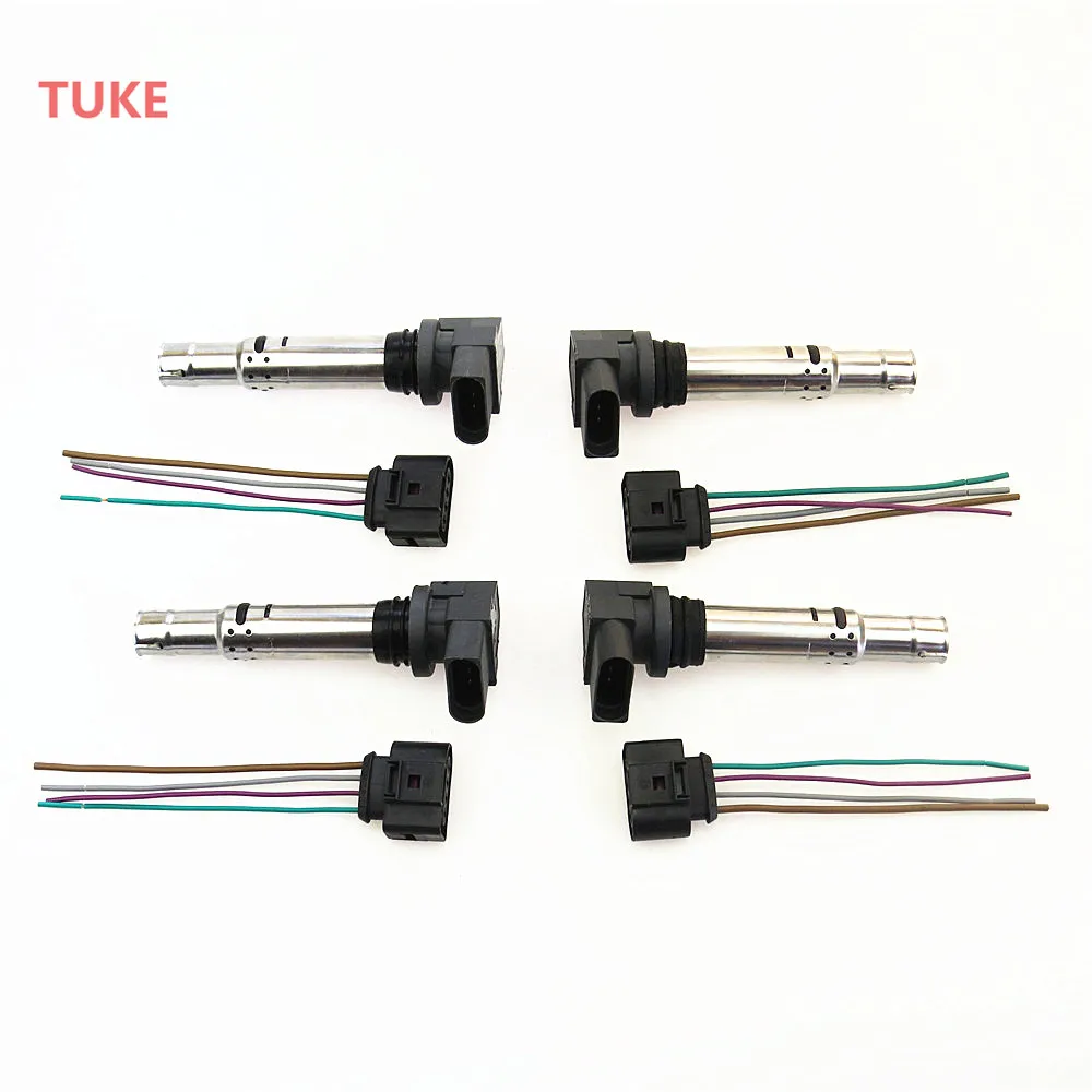 RWSYPL Qty4 катушки зажигания и разъем для 1 6 CC Polo Golf MK6 Caddy Beetle Touran Passat B6 036 905 715 F 1J0 973