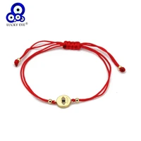lucky eye gold color copper turkish evil eye charm bracelet braided red rope adjustable bracelet for women female jewelry be70