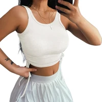 summer women party white camisole 2021sexy sleeveless girl small vest trendy ruched fitness tank tops women corset corset top