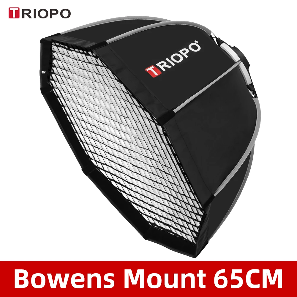 Triopo K65 65 см фото Portabe Bowens Mount софтбокс в виде ВОСЬМИУГОЛЬНОГО зонта+ сотовая Сетка открытая Мягкая коробка для студийного стробоскопа