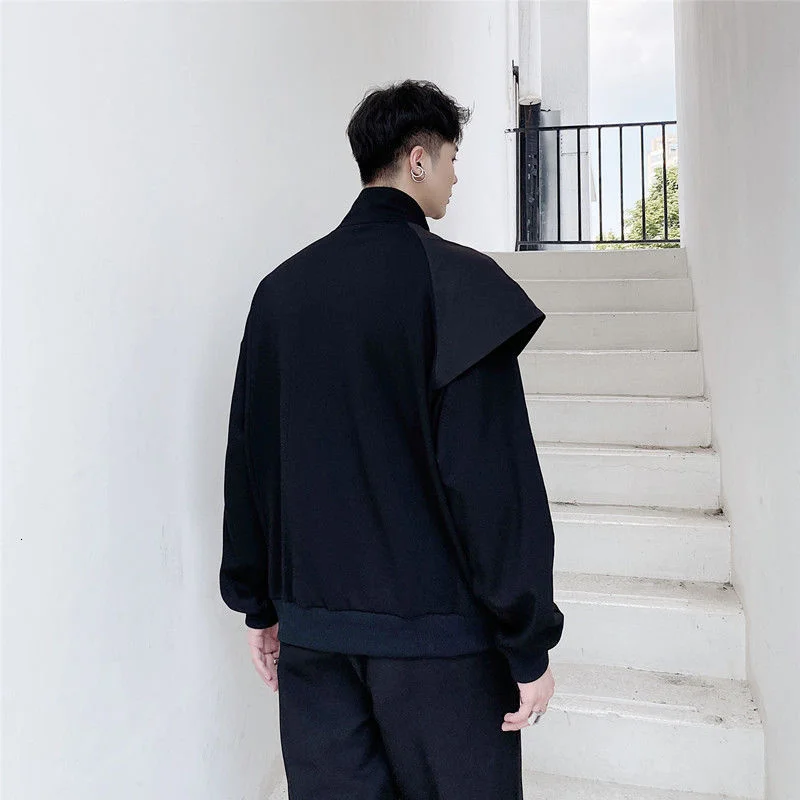 Новинка, Осенний свитшот с имитацией двух предметов, Стильный пуловер, куртки, Мужская индивидуальная модная Функциональная одежда с длинн...