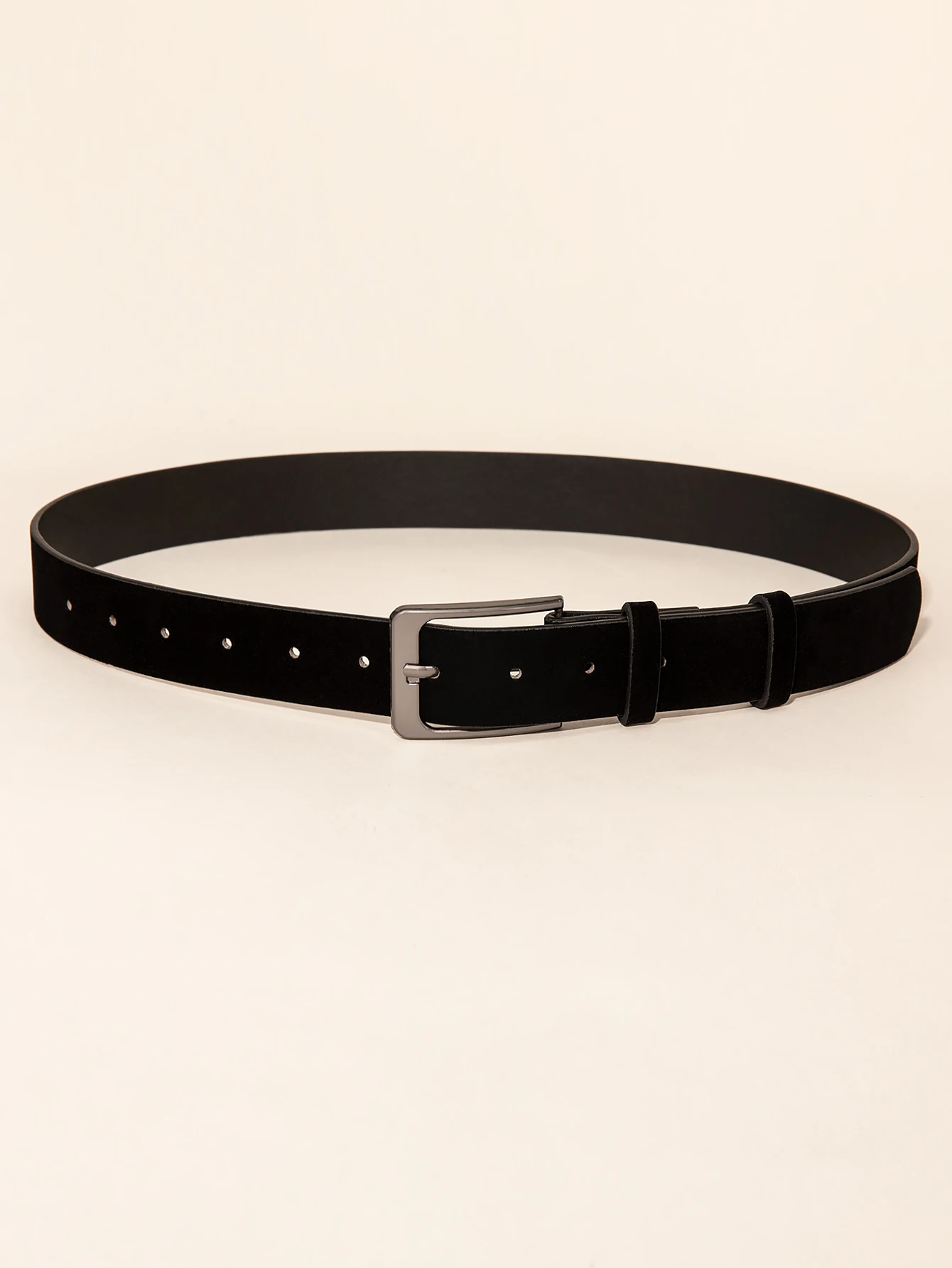 Ремень с квадратной пряжкой Женский однотонный повседневный черный замшевый