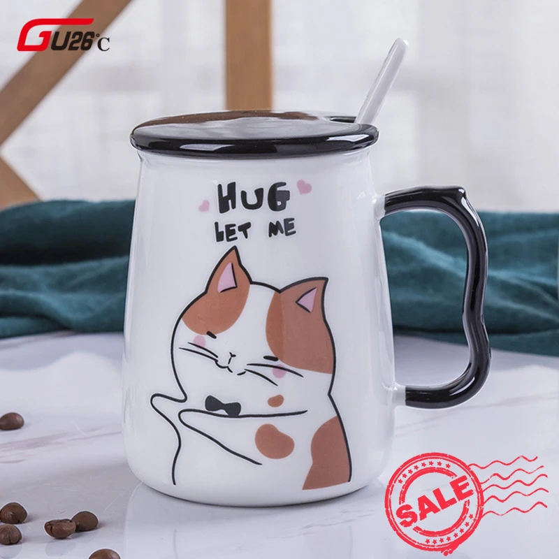 Милая чашка с крышкой котенок молоко кофе керамическая кружка детская