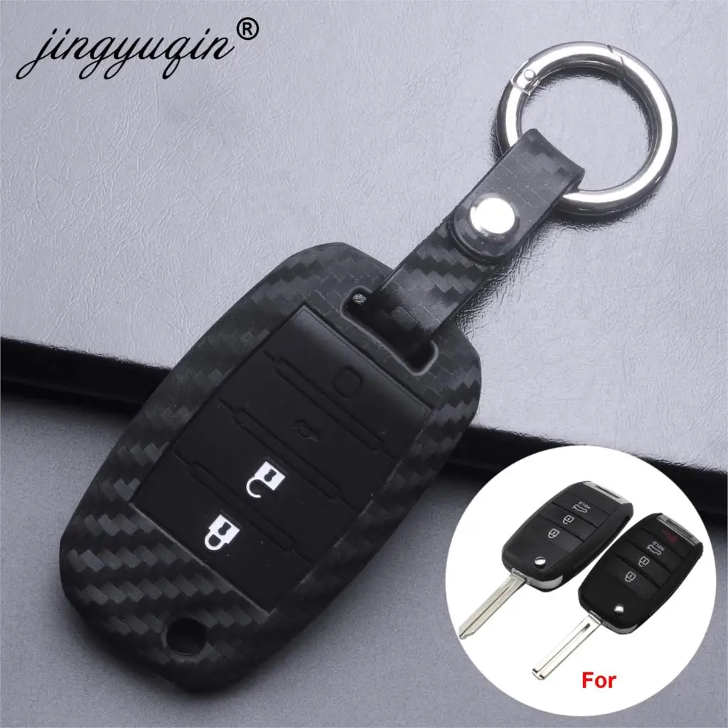 Jingyuqin 10X силиконовый защитный чехол для ключей от углерода 13 16 Kia Optima Sportage Fob Soul Rio