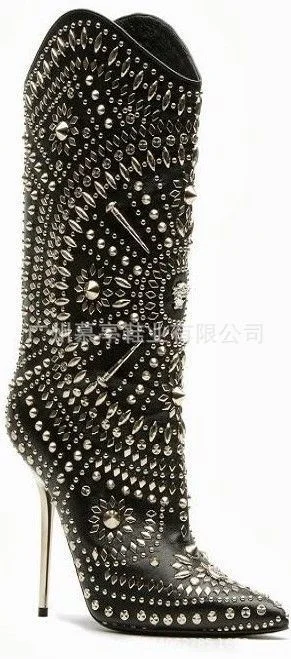 

Solid color pointed sexy hot drill fashion boots winter boots