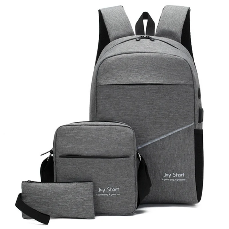 

3Pcs Men Backpack USB Charging Men Bag Casual Multifunction Backpacks Men School Bags 3 Sets Backpacks Night Reflective