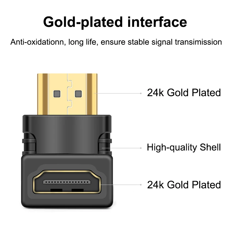 Адаптер HDMI совместимый штекер гнездо 90 270 градусов правый левый конвертер
