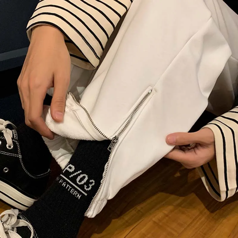 Повседневные мужские брюки на молнии бархатные зимние шаровары в Корейском