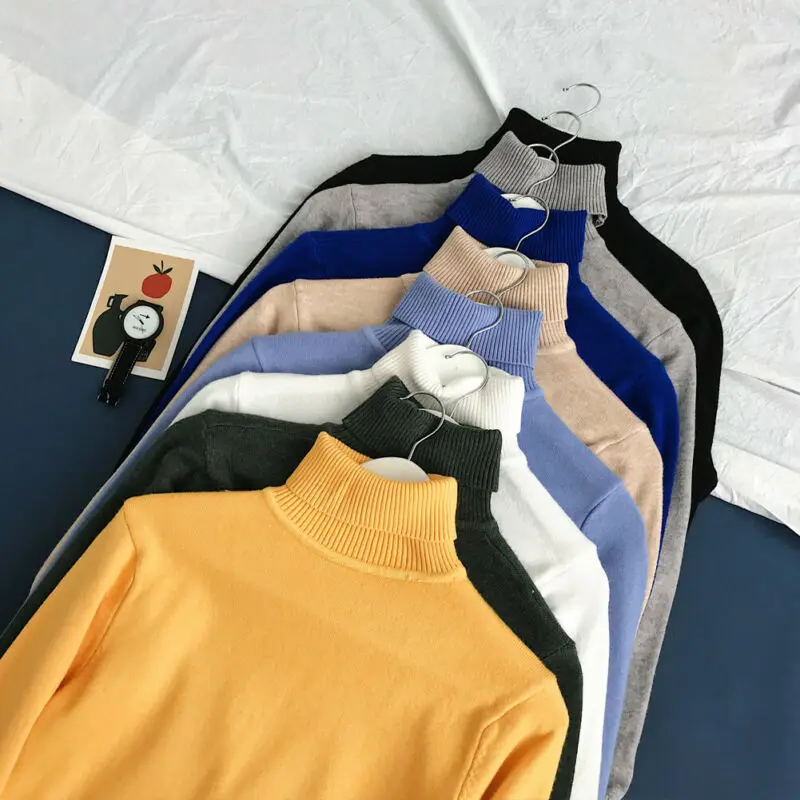 Мужские свитеры шерстяная водолазка вязаная одежда флисовый однотонный джемпер