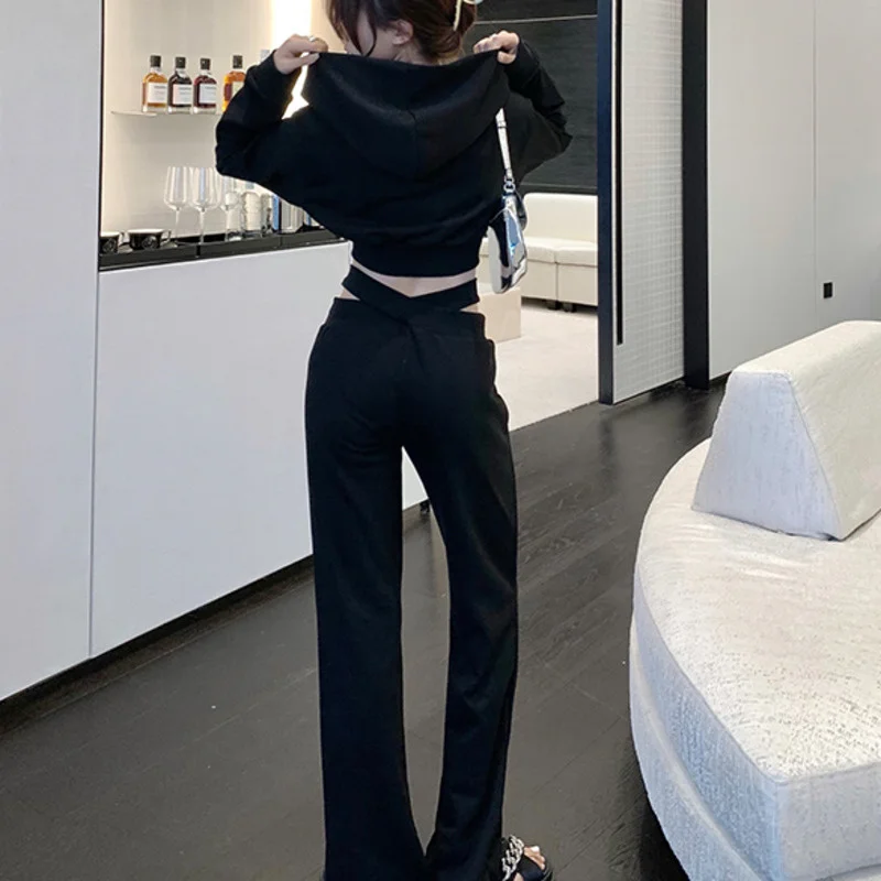 Женский Повседневный костюм из двух предметов пикантный пиджак топ + брюки с