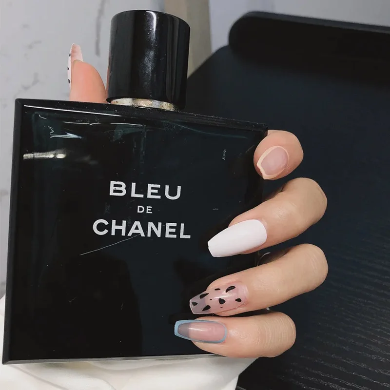 Stripe Contrast Color Ballet Wearable Fake Nail Press On Pat