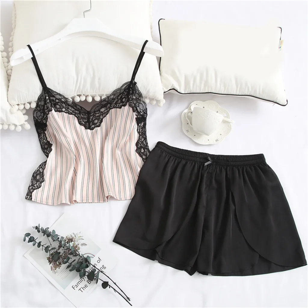 Новые пижамные комплекты сексуальные кружевные пижамы для женщин с v образным