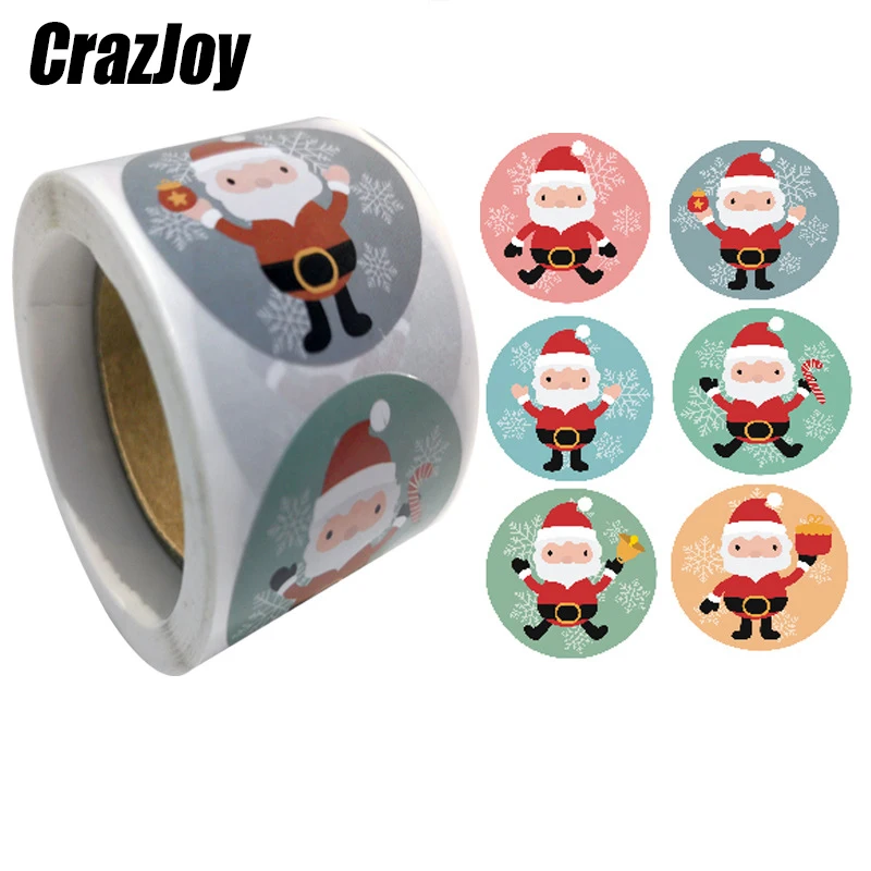 

200 шт., новогодние наклейки в рулоне