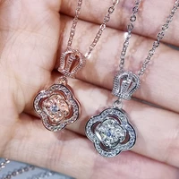 romantic flower pendant necklaces for girl wedding accessories high quality inlaid dazzling cz women trendy party jewelry new