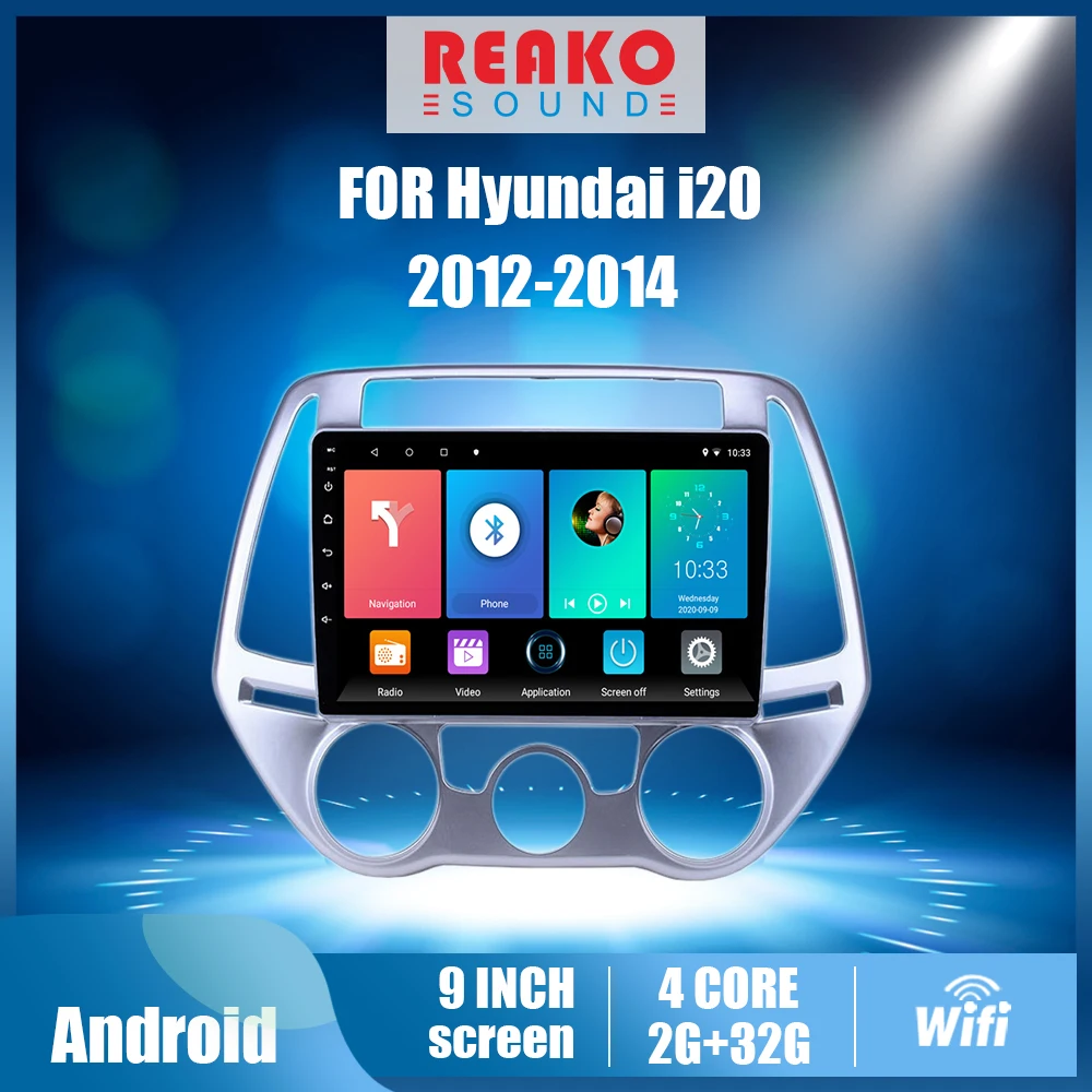 

REAKOSOUND 2 Din 9" Autoradio For Hyundai i20 Manual AC 2012 2013 2014 Android Car Multimedia Player Navigation GPS Head Unit