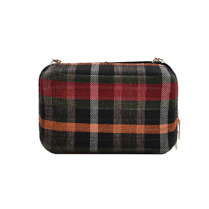 

Foreign style small autumn new tide Korean version of Joker ins net red shoulder lattice slung small square bag