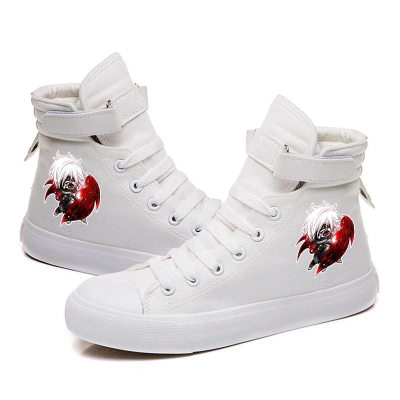 

Men Shoes Tokyo Ghoul Printed Unisex High Top Lace up Student Flat Shoes Canvas Casual Plus Size
