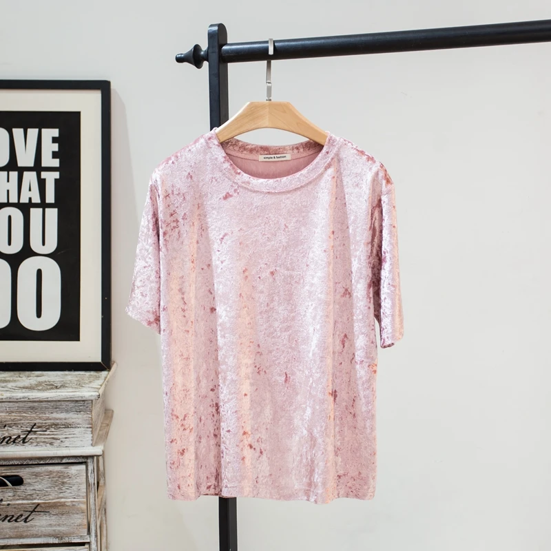 Лидер продаж! Модная бархатная футболка для девочек футболки с коротким рукавом