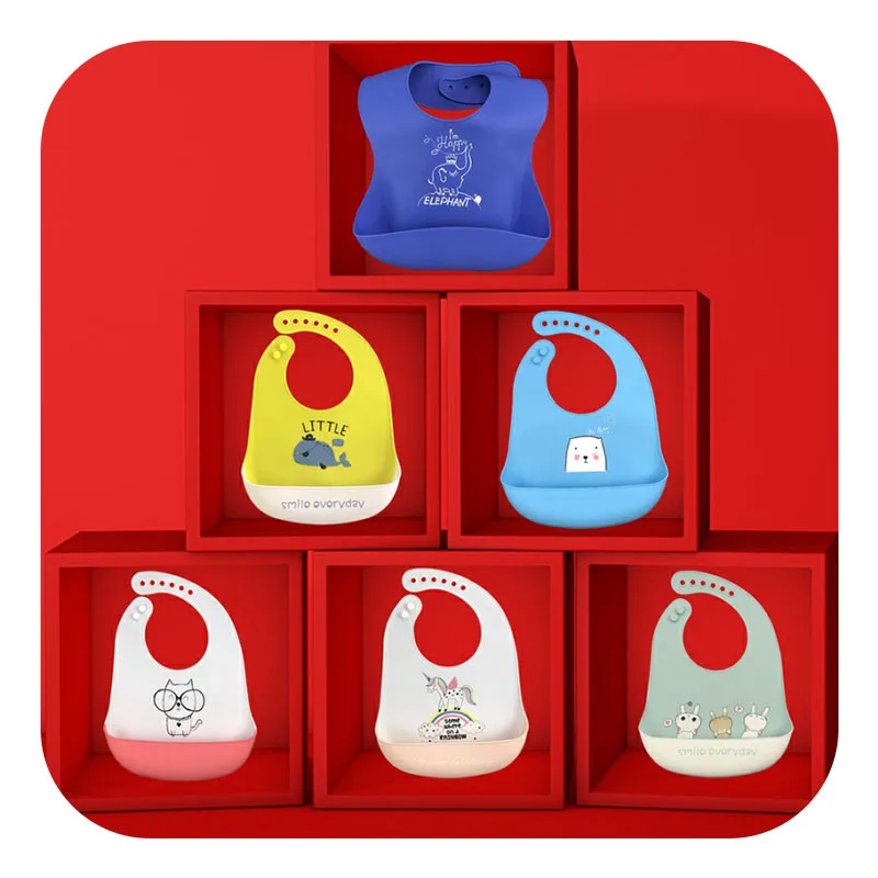 XCQGH 1Pcs Printed Baby Bibs Bandana Waterproof Boy Girl Food Grade Silicone Feeding Bib Stuff | Детская одежда и обувь