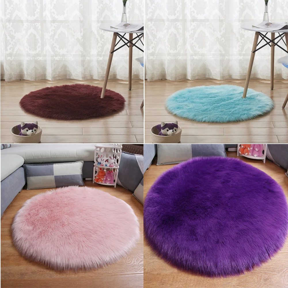 Лохматый чехлы для стульев круглые плюшевые искусственный шерстяной ковер