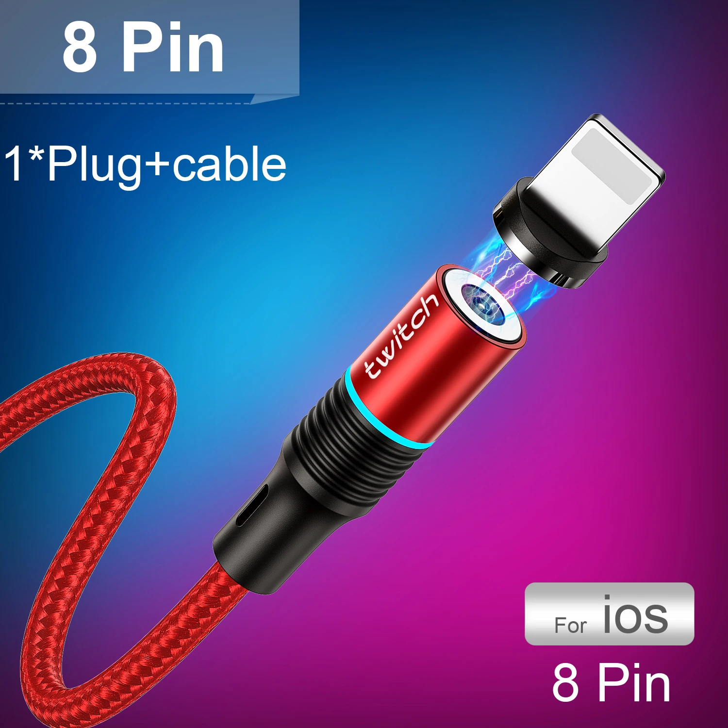 Магнитный usb-кабель Twitch для iPhone Xs Max Xr X 11 8 7 6 6s 5S iPad Магнитный кабель для быстрой зарядки мобильного телефона магнитное зарядное устройство - Цвет: Red IOS Cable