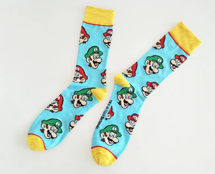 Носки с принтом игры Super Mario Bros мужские хлопковые носки Luigi спортивные повседневные милые забавные дышащие впитывающие пот мягкие удобные носки с героями мультфильмов