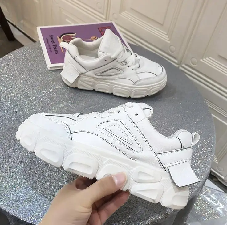 Новинка 2020 года spring36 43 женские кроссовки из белой кожи модная женская спортивная