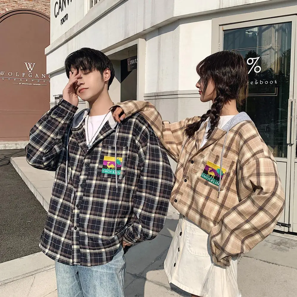 Осенняя тонкая клетчатая куртка для пар винтажный Кардиган с длинным рукавом