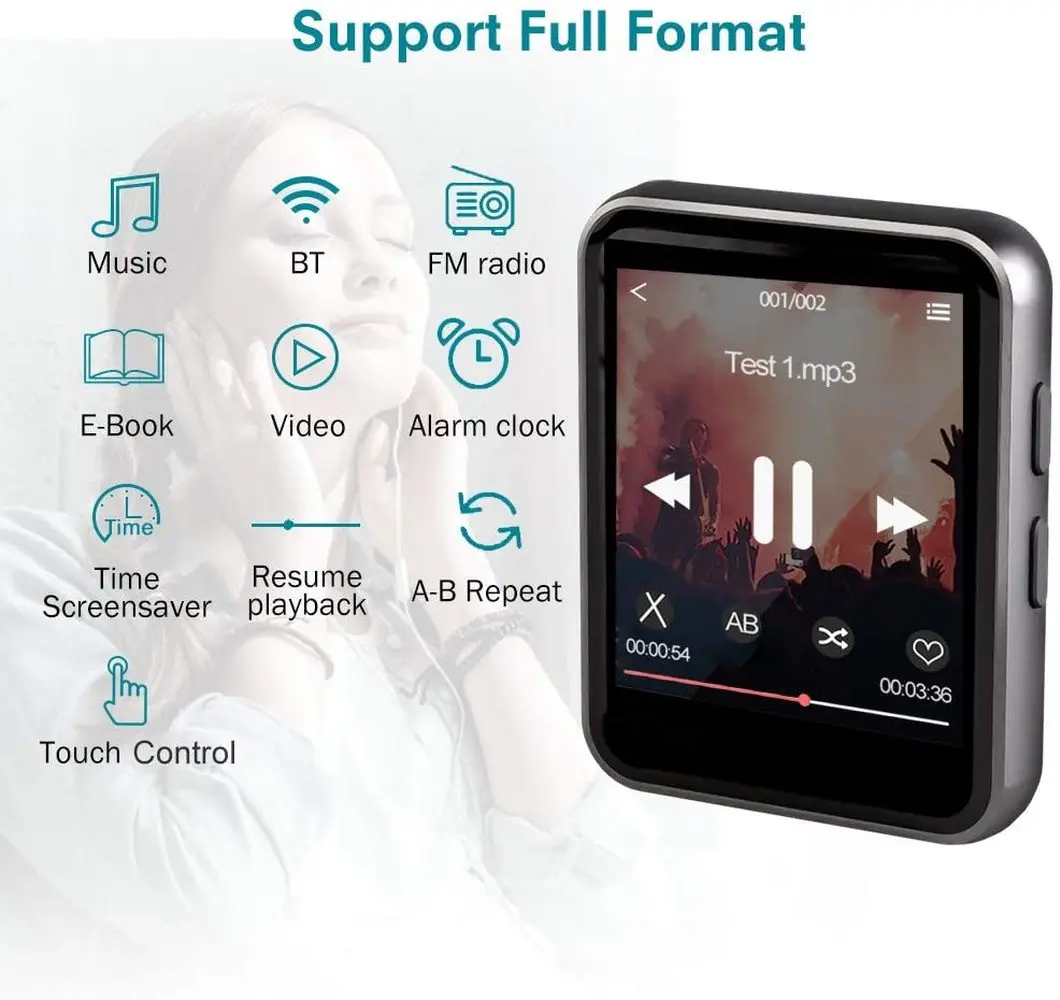 Миниатюрный MP3 плеер Plate с Bluetooth радио FM Hi Fi музыкальные плееры экраном для бега