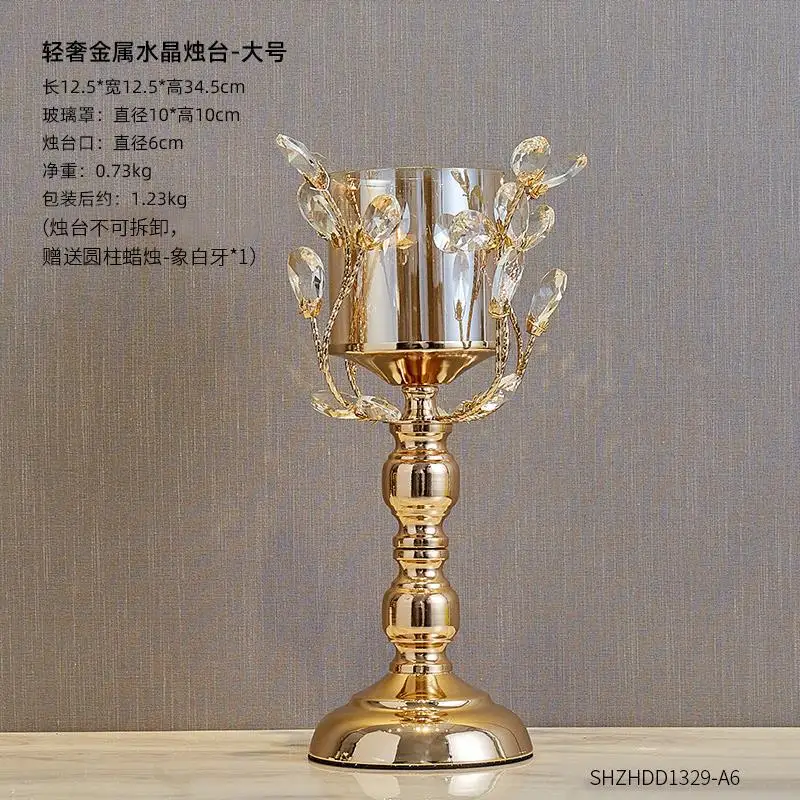 

Crystal Candle Lantern Gold Candle Holders Wedding Centerpieces Center Dining Table Candlesticks Parties Home Party Decor