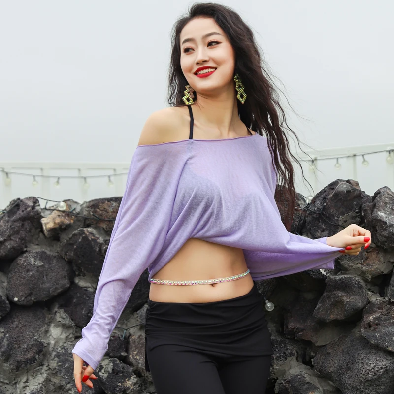 

Women's chiffon crop top belly dance costume practice sexy fashion bellydancing training clothe top dance hip scarf