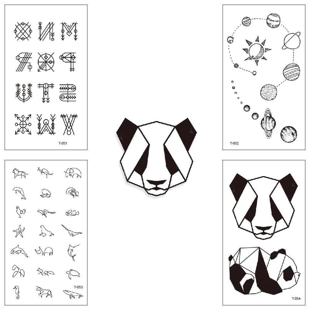 

Wholesale 100 piece/lot waterproof fake Temporary tattoo Water Transfer Sticker panda man woman Popular Cool Body Art T046-070