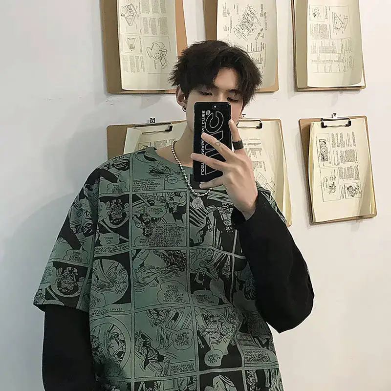 Футболка мужская с мультипликационным принтом крутая тенниска в стиле хип-хоп