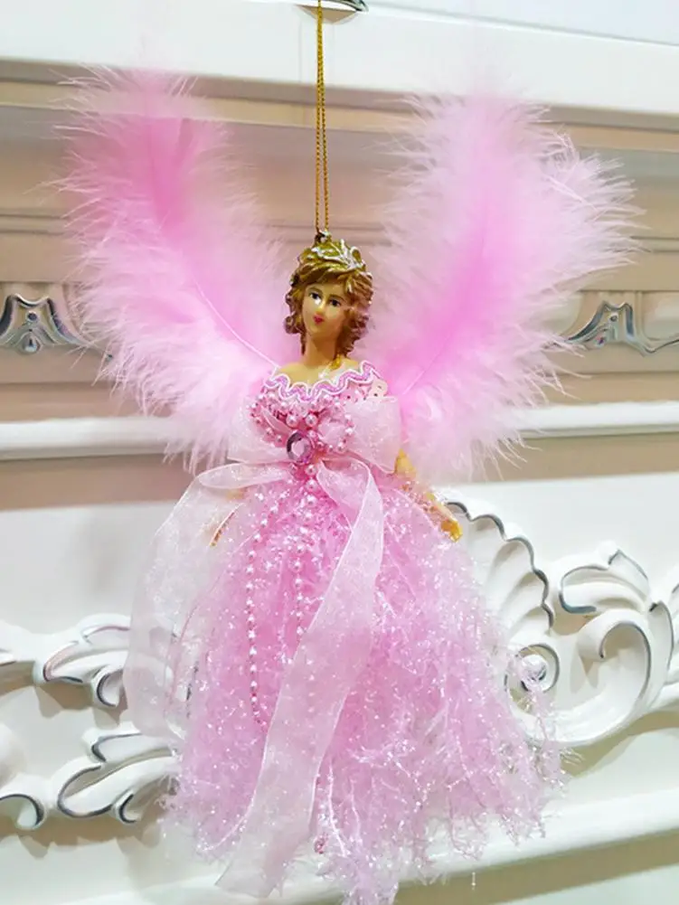 Подвеска в виде рождественской елки с крыльями из перьев|Кулоны и подвески| |