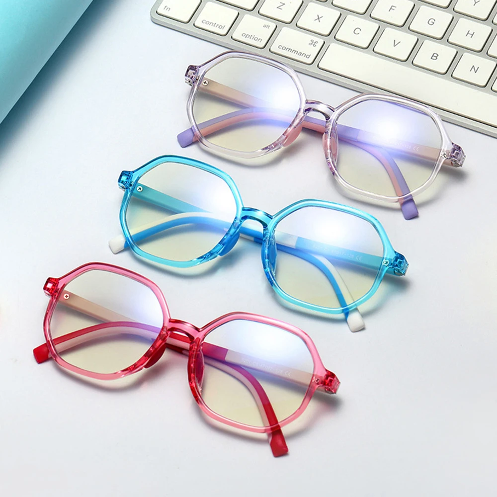 

Children Learning Mirror Transparent Fashion Anti-blue Glasses Irregular Border Boy Girl Reading Glasses