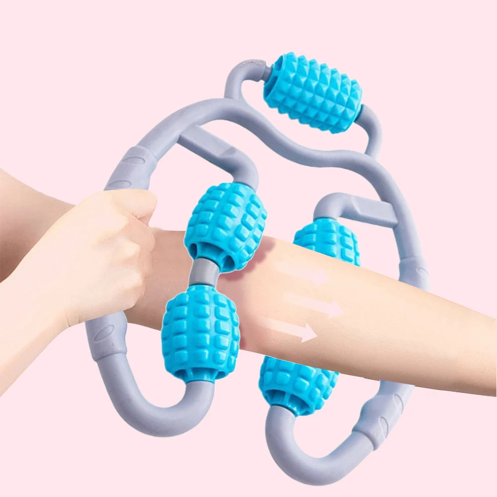 

U Shape Trigger Yoga Roller Arm Leg Muscle Tissue Massage Pilates 5 Wheel Fitness Gym Pilates Sports Accessories