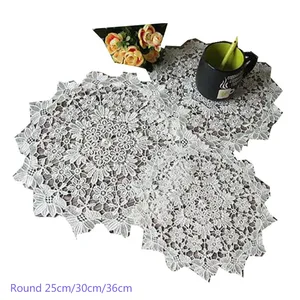 Элегантный белый кружевной круглый коврик с вышивкой для стола, Рождественская подушечка ткань, чашка для чая, салфетка под тарелку, кружка, Свадебная подставка под стакан для кухни