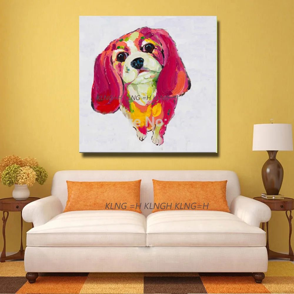Producto divertido pinturas de animales perro precioso lienzo pintura al óleo decoración pintada a mano arte para sala | Дом и сад