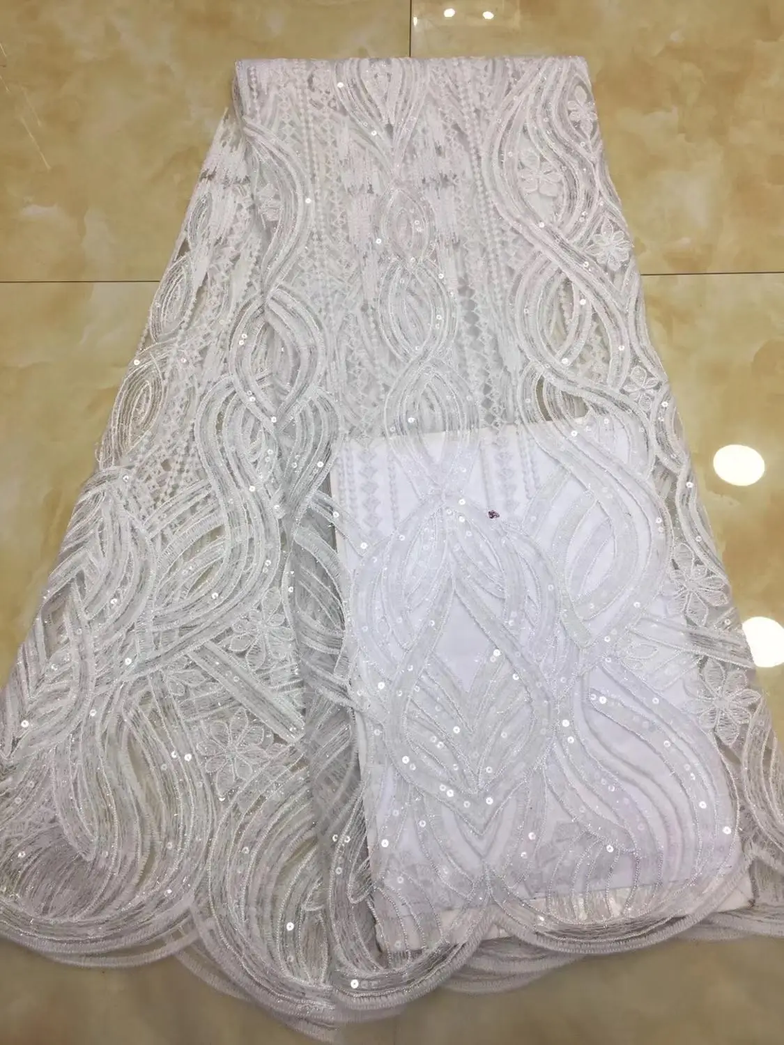 Модная белая африканская сетчатая кружевная ткань тюль французская для