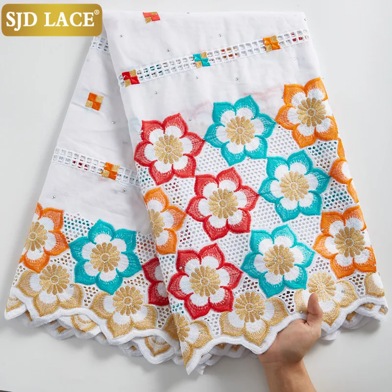 

SJD LACE Dubai Style 100%Cotton African Lace Fabric High Quality Embroidery Swiss Voile Lace In Switzerland For Popular SewA2288