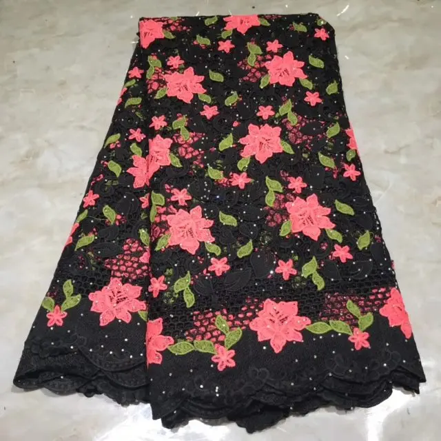 Новейшая Цветочная вышивка швейцарская вуаль африканская кружевная ткань 2019