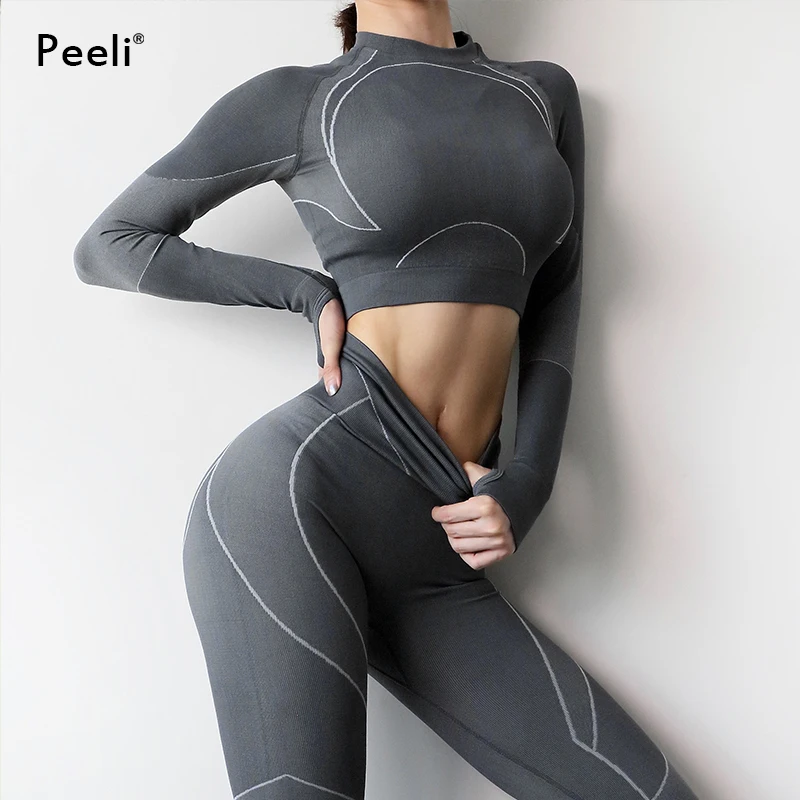 Бесшовный комплект из 2 предметов женский спортивный костюм для йоги