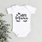 2021 и принтом Mama's с надписью Me и Mini Me Одежда для новорожденных и маленьких девочек, комбинезон с коротким рукавом, наряды для девочек летний одежда в загородном стиле на возраст от 0 до 24 месяцев
