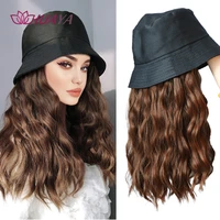 huaya hat with hair long corn wave fake hair hat wig synthetic hair extensions hat with hair natural hairpiece for women