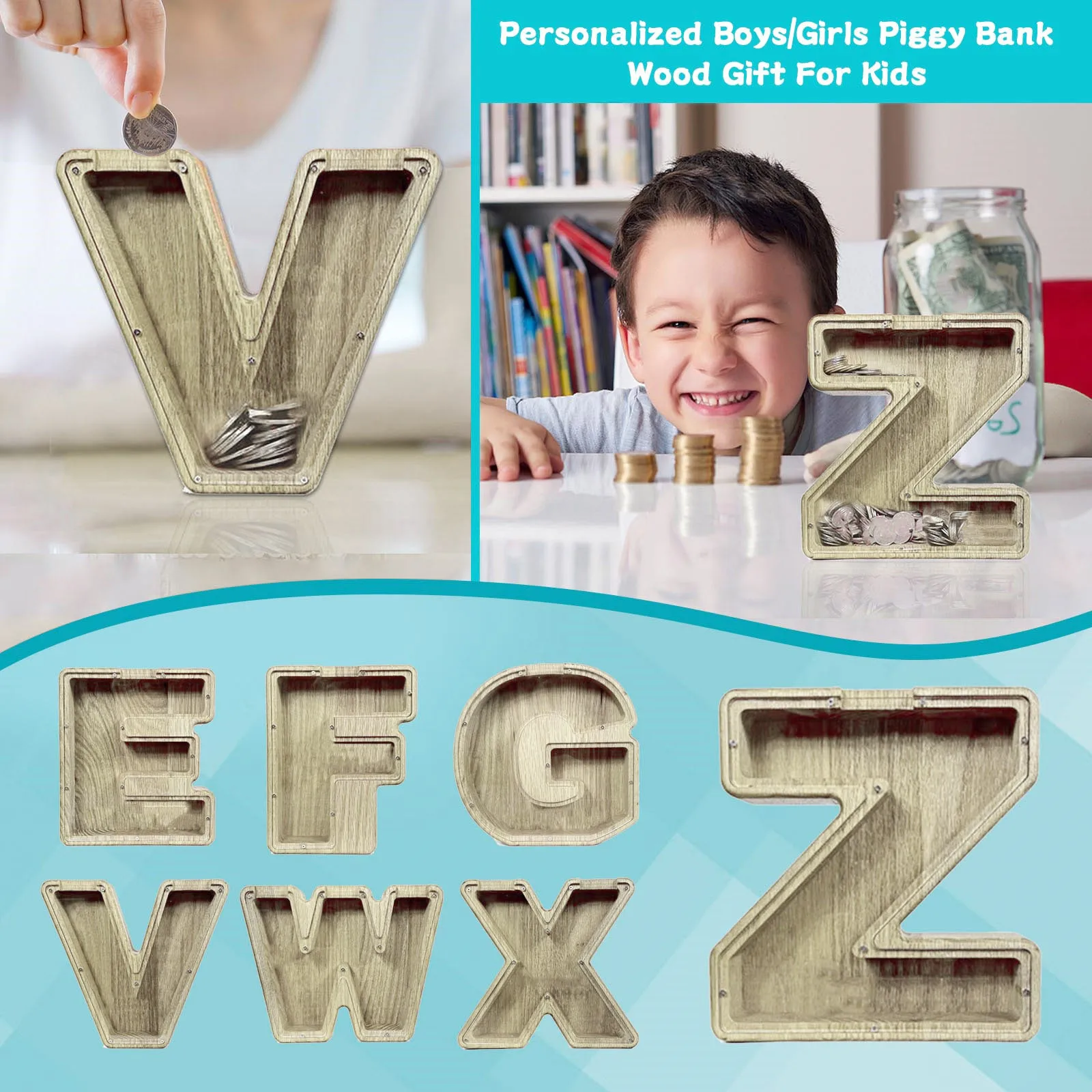 

Креативный ящик для хранения, деревянная свинка, двадцать шесть дюймов, Английский алфавит, персонализированный органайзер для хранения, п...