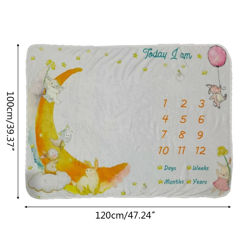 Conjunto de manta de crecimiento mensual para beb&eacute;, accesorios de fotograf&iacute;a reci&eacute;n nacido, fondo creativo de tela infantil, 1 Juego-4