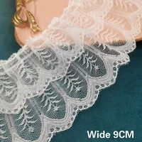 9cm wide luxury double laywers white embroidered guipure lace fabric fringe ribbon ruffle trim diy dress collar sewings supplies